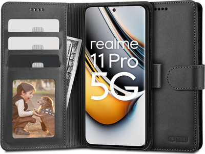 Këllëf telefoni Tech-Protect Wallet për Realme 11 Pro 11 Pro Plus, lëkurë ekologjike, me xhepa për karta, i zi