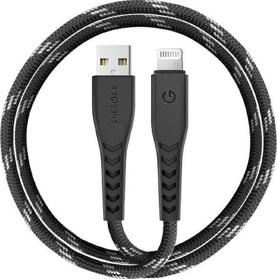 Kabllo USB Energea Nyloflex USB A n’Lightning, 1.5 m, 3A, e zezë