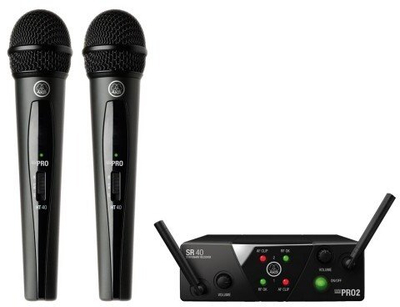 Set mikrofoni wireless AKG WMS40 Mini2 Vocal, 2 mikrofona dorë, marrës SR40, i zi
