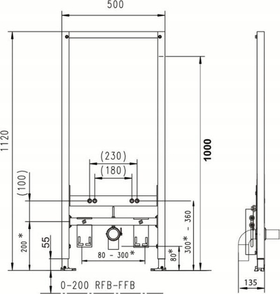 Kornizë bide KAN-therm JOMOTech Frame, për bide të varur, lartësi 1120mm, portokalli