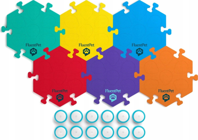 Set butonash FluentPet Connect Key Vocab Expansion Kit, 12 butona, tapeta shkumë HexTiles, shumëngjyrëshe