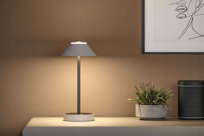 Lampa за маса Paulmann Pellini, мобилна, дизајн кожа, кафеава