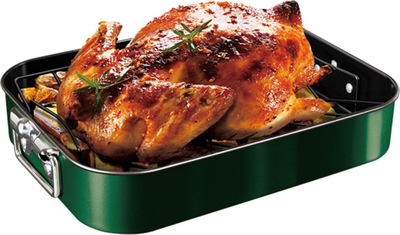 Tavë pjekjeje BerlingerHaus Emerald Collection, me grill të brendshëm, sipërfaqe titani, jeshile smerald