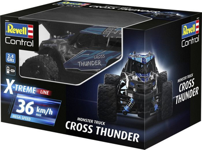 Makina me telekomandë Revell Cross Thunder, monster truck 1:18, telekomandë 2.4 GHz, blu me të zezë