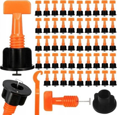 Set niveli për pllaka Tile Leveling System, 50 klipsa, 1 çelës, i kuq