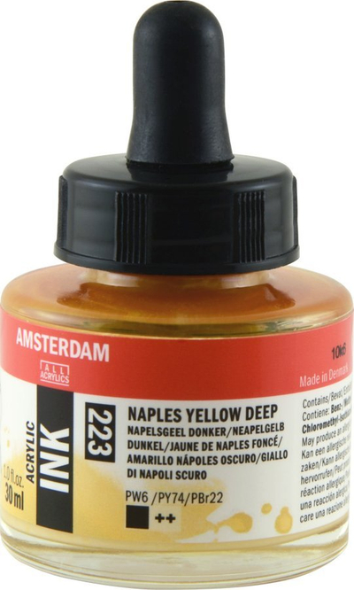 Bojë akrilike Amsterdam Acrylic Ink Naples Yellow Deep, 30ml, e verdhë e ngrohtë