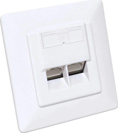 Prizë rrjeti Intellinet Flush Mounted, 2x RJ45 Cat6 10G, STP, e bardhë