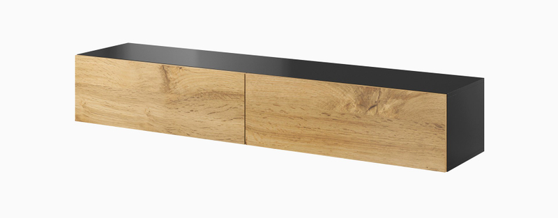 Komodë TV Cama Meble Vigo 180, 180 cm, dru lisi Wotan, e zezë