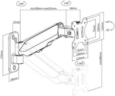 Mbajtëse muri TV Vogels Multibrackets MB-0013, deri 32", 1-8 kg, e zezë