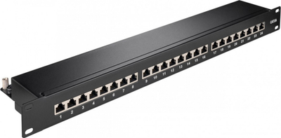 Patch panel Goobay 90854, 19", 1U, 24 porta RJ45, STP Cat 6A
