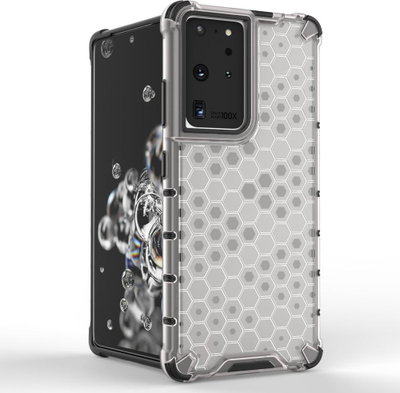 Këllëf telefoni Samsung Galaxy S22 Ultra Honeycomb, TPU hibrid, i fortë kundër goditjeve, transparent