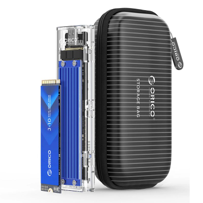 Kuti SSD Orico TCM2-C3, M.2 NVMe, USB-C 10Gb/s, blu transparente