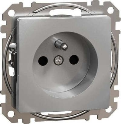 Prizë Schneider Electric Sedna Design 2P+PE, për tu futur në mur, ngjyrë argjend alumini
