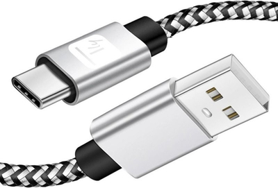 Kabllo USB Techly USB 2.0 në USB C, 3A, 1m, alumini, e zezë