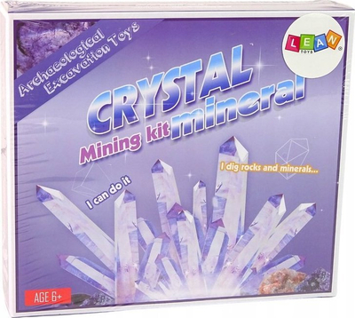 Set arkeologjie Lean Toys Crystal Mining Kit, lodër mësimore, për kalamaj 6+, ngjyrë vjollcë