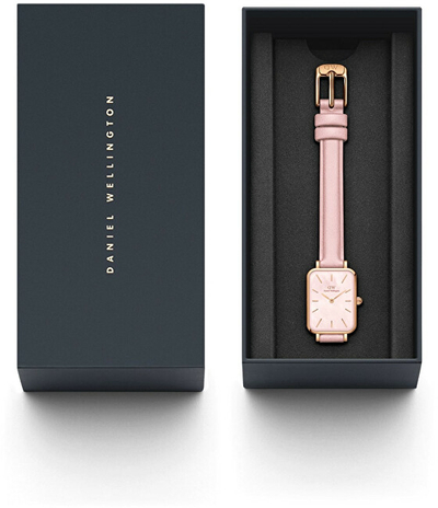 Ora për femra Daniel Wellington Quadro Cherry Blossom DW00100636, quartz, rrip lëkure, rozë