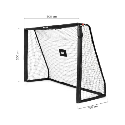 Portë futbolli Meteor Steel, 300x200x120 cm, portative, e zezë