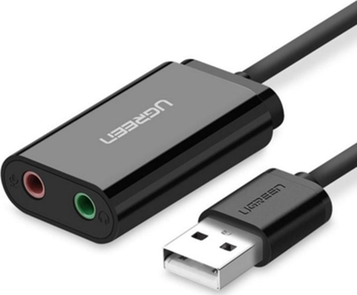 Kartë zani USB Ugreen US205, dalje për kufje, hyrje për mikrofon, e zezë