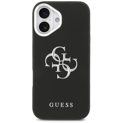 Kisë telefoni Guess Hardcase 4G Grained Big Logo GUHCP17SPG4SMCEK, për iPhone 17, lëkurë eko, e zezë