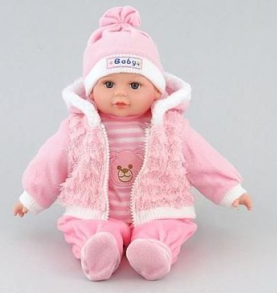 Kukull bebush Baby Doll 417663, me tinguj në polonisht, 35cm, rozë