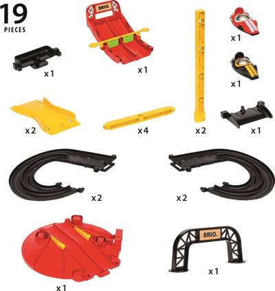 Set loje pistë gare me kullë, 2 makina garuese, shumëngjyrësh