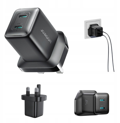 Karikues muri Joyroom JR TCG17, 45W, 2x USB C, prizë UK, i zi