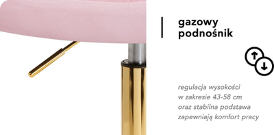 Karrige grimi 4Rico QS-OF213G, me rrota, me ngritës gazi, rozë