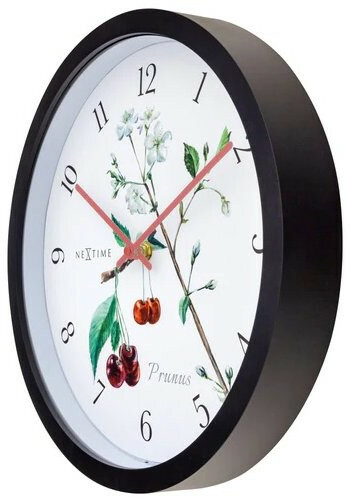 Orë muri Nextime Prunus 4314, e zezë/ e bardhë