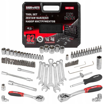 Set çelësa BaumAuto, 82 pjesë, 4-22 mm, me valixhe