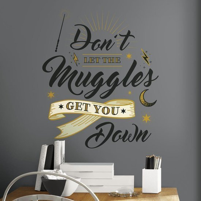 Sticker muri Harry Potter RoomMates RMK3608GM, citat Muggles, vinil, shumëngjyrësh