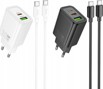 Karikues muri Hoco A, USB, PD QC3.0 3A, kabllo Type C në Lightning, i bardhë