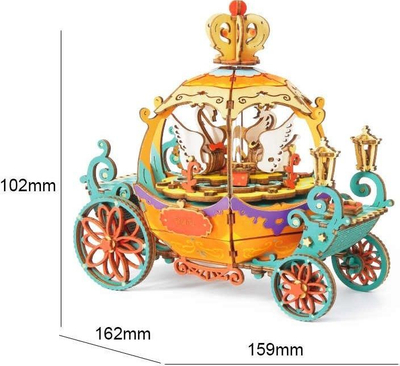 Kuti muzikore DIY Robotime ROEAM41 Pumpkin Carriage, model druri 3D, shumëngjyrësh