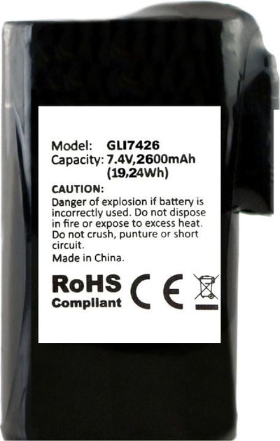 Батерија за облека со греење Glovii GLI7426, Li Poly, 2600mAh, црна