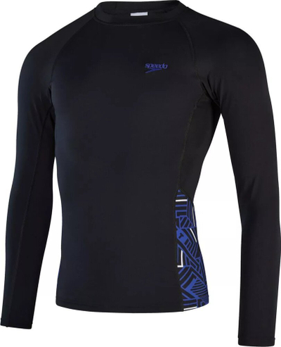 Bluzë rashguard për burra Speedo ECO Endurance+ Splice, me mëngë të gjata, UPF40+, e zezë me blu