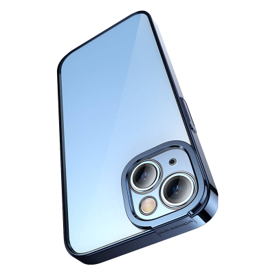 Set Kuti Transparent Glitter Baseus dhe Xham i Temperuar për iPhone 14 Plus (Blu)