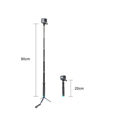 Selfie stick Telesin GP-MNP-090-D, monopod 2 në 1 me tripod, 22-90 cm, i zi