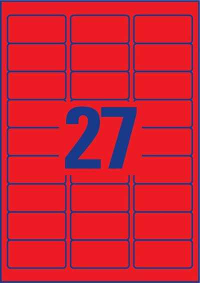 Etiketa ngjitëse neon Avery Zweckform L6003-25, 63.5 x 29.6 mm, të kuqe