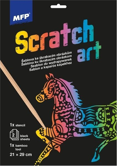 Set artistik scratch MFP Horse, format A4, me 2 fletë, shumëngjyrësh