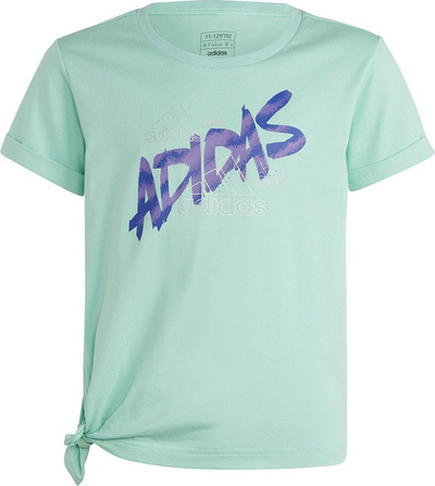 Bluzë gocash adidas Dance Knotted Tee Jr HR5817, pambuk, e gjelbër mint