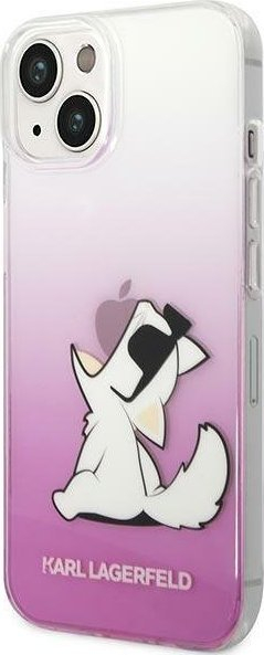 Kapak telefoni Karl Lagerfeld KLHCP14MCFNRCPI, për iPhone 14 Plus, hardcase TPU, rozë transparente