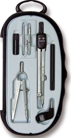 Set kompasi Lorenz Compass 207, 7 pjese, per vizatim teknik, i zi
