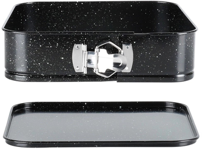 Tavë katrore për pjekje Vilde Springform Granite, 24x24x6.8 cm, çelik karboni, gri