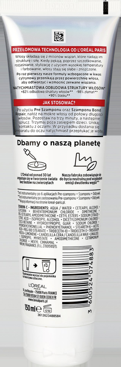 Balsam flokësh LOréal Paris Elseve Bond Repair, rigjenerues, 150 ml