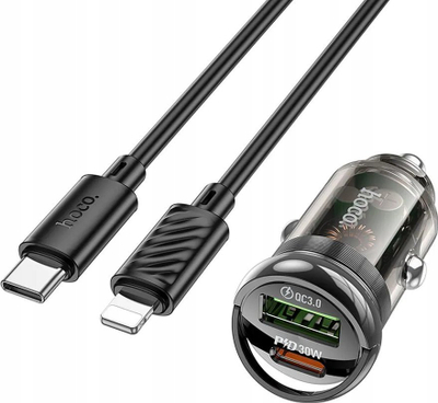 Karikues makine Hoco Z33, 30W PD QC3.0, USB A USB C, kabllo Type C në Lightning 1m, i zi