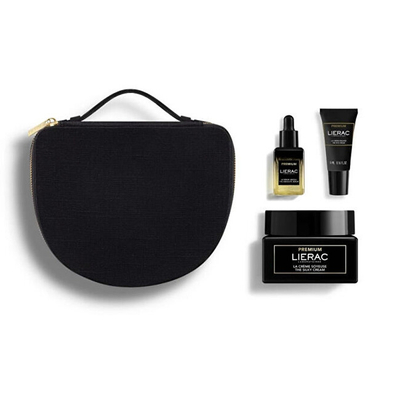 Set Lierac Premium Silky Krem fytyre 50 ml + Serum 13 ml + Krem për sy 5 ml + Çantë kozmetike