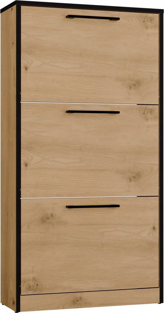 Komodë këpucësh Selsey Paula, 3 dyer, Artisan Oak, me skaje të zeza