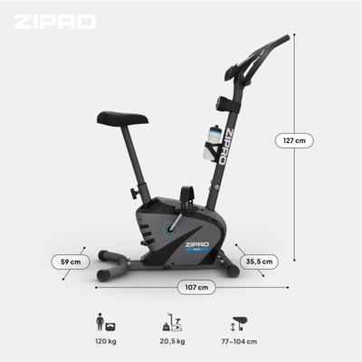Zipro Beat магнетен велосипед, 120 кг, сив/црн