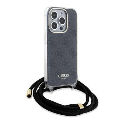Mbulesë telefoni Guess GUHCP15XHC4SEK për iPhone 15 Pro Max, Crossbody Cord 4G Print, e zezë