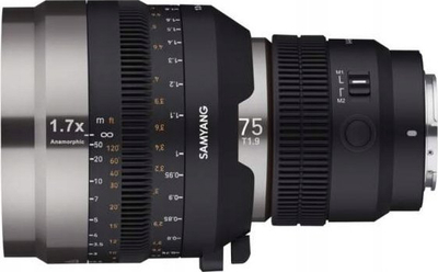 Адаптер анаморфен Samyang V-AF MF 1.7x, за објективи V-AF, црн