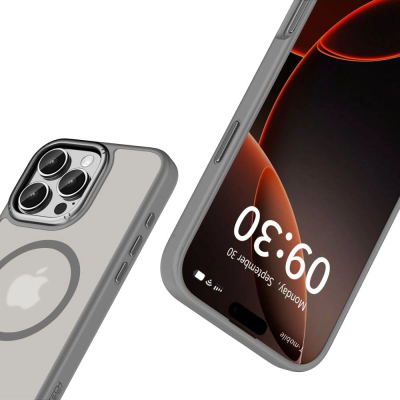 Kapak telefoni Tech-Protect MagEdge për iPhone 16 Pro Max, MagSafe, transparent, gri
